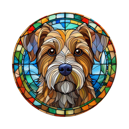 Border Terrier Circular Glass Suncatcher Worktop Saver